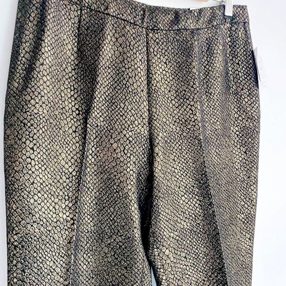 NWT  Anne Klein Metallic Gold Snakeskin Straight Leg Trausers 8 - Picture 5 of 8